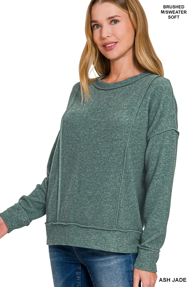 Brushed Hacci drop shoulder sweater