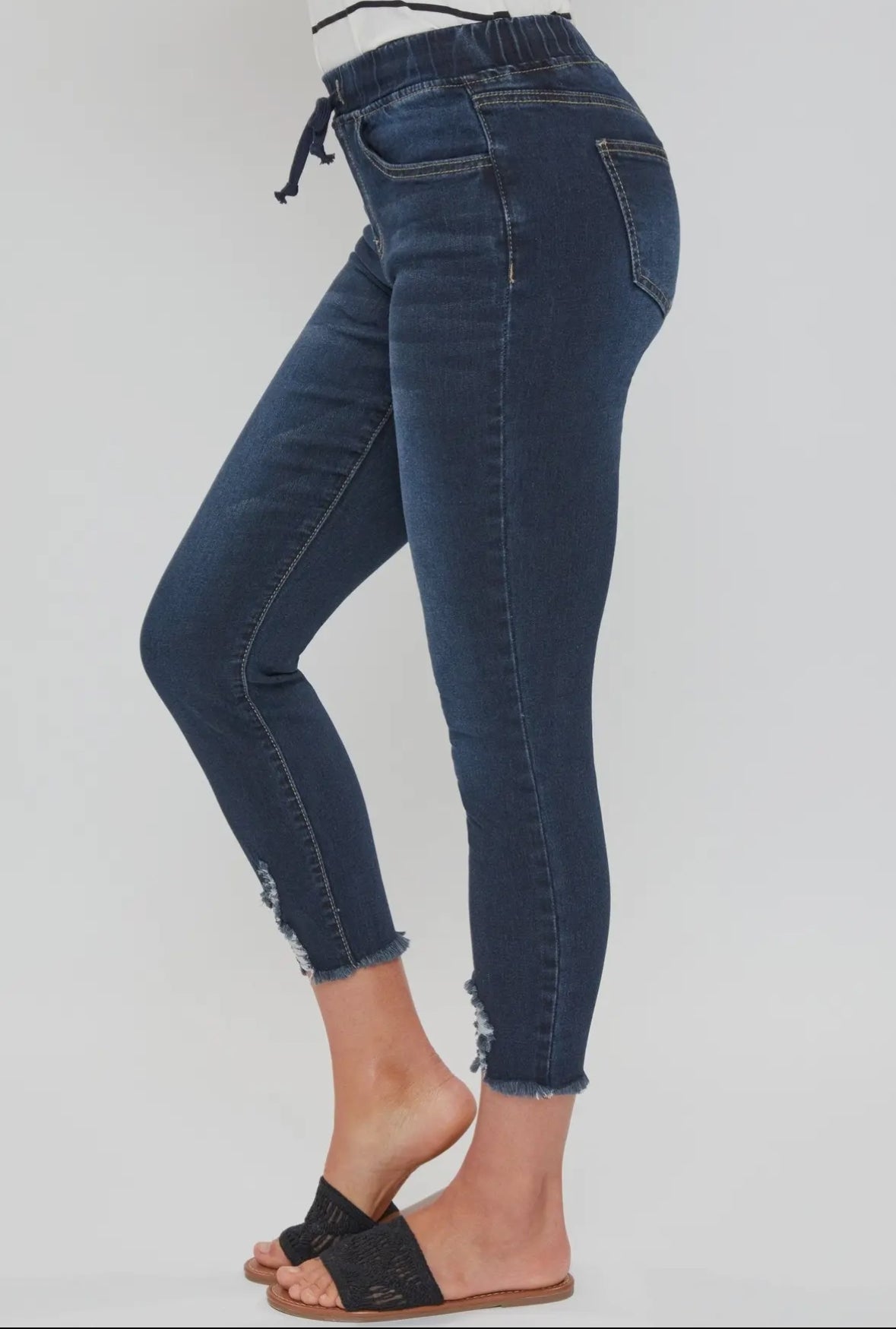 High Rise Denim Ankle Jogger