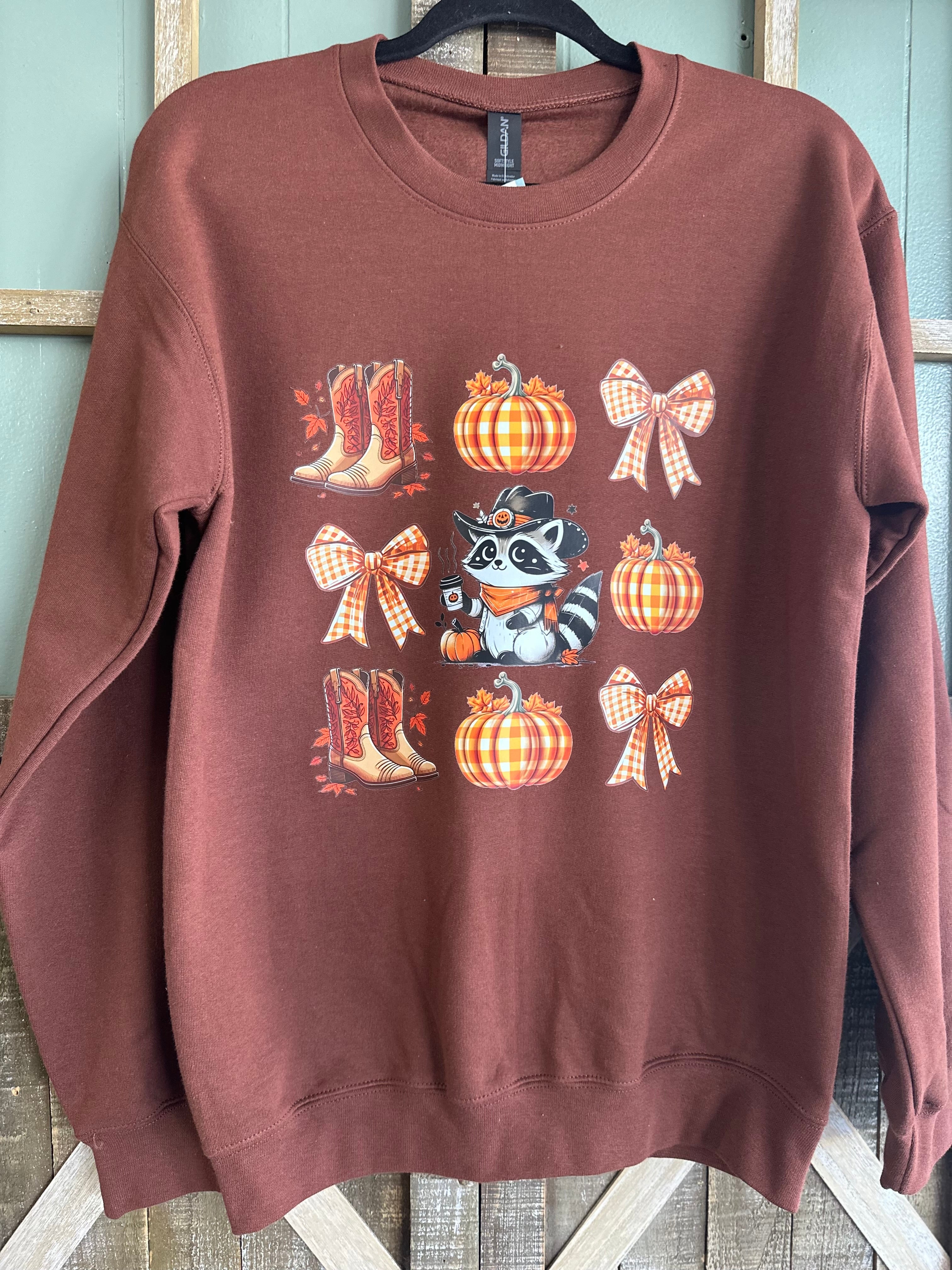 Racoon Boots & Bows Sweatshirt