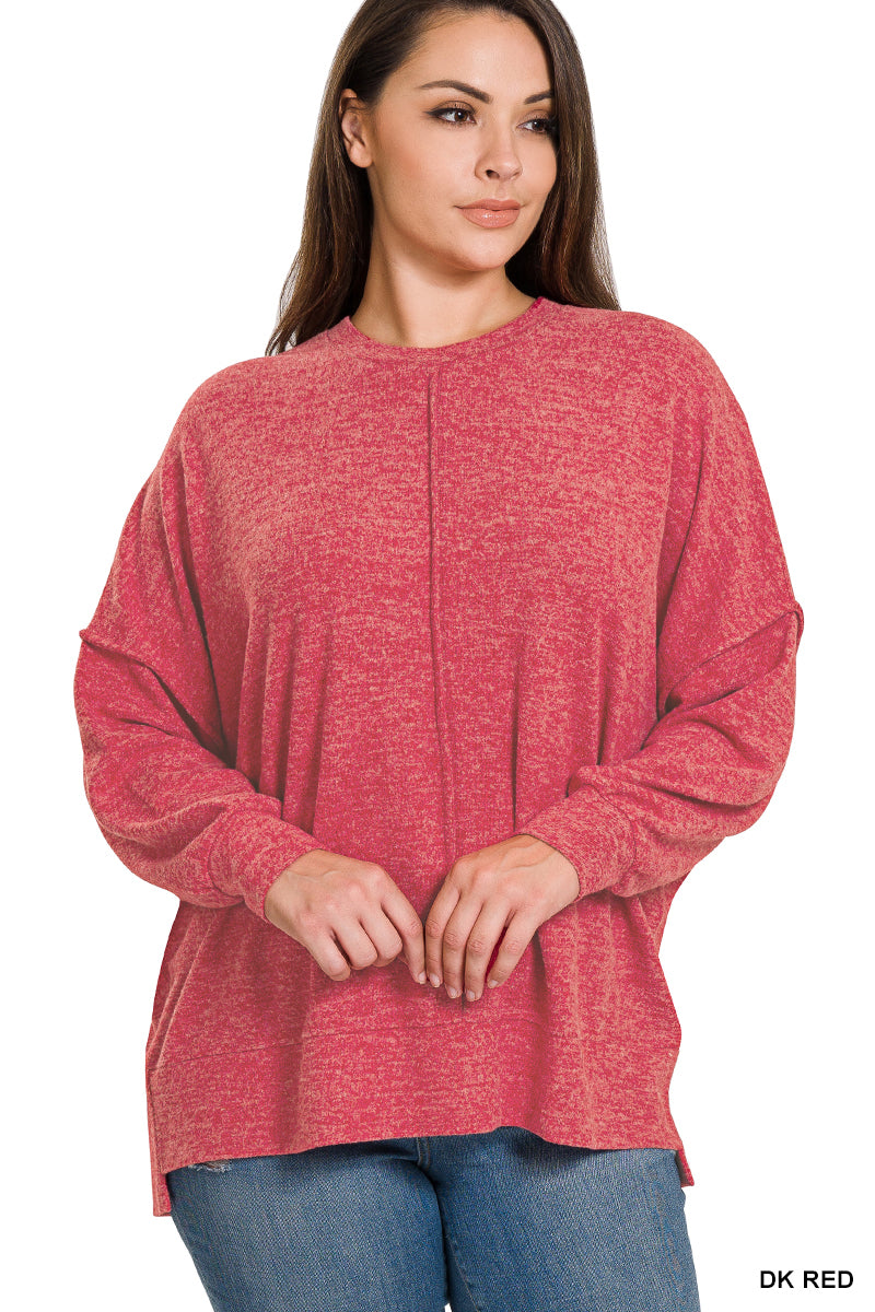 Plus brushed mélange Hacci oversized sweater