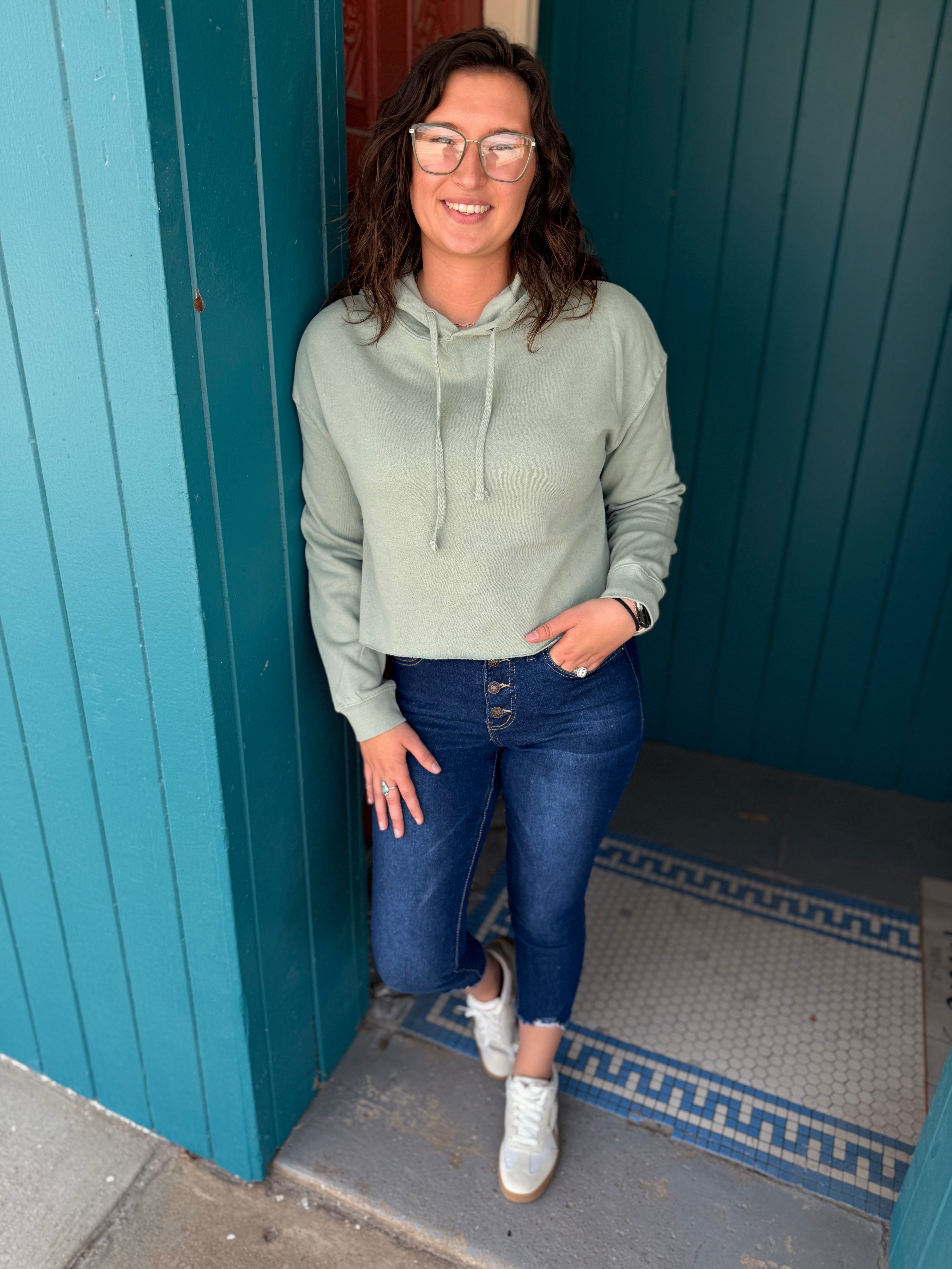 Lightweight Crop Hooded Sweatshirt