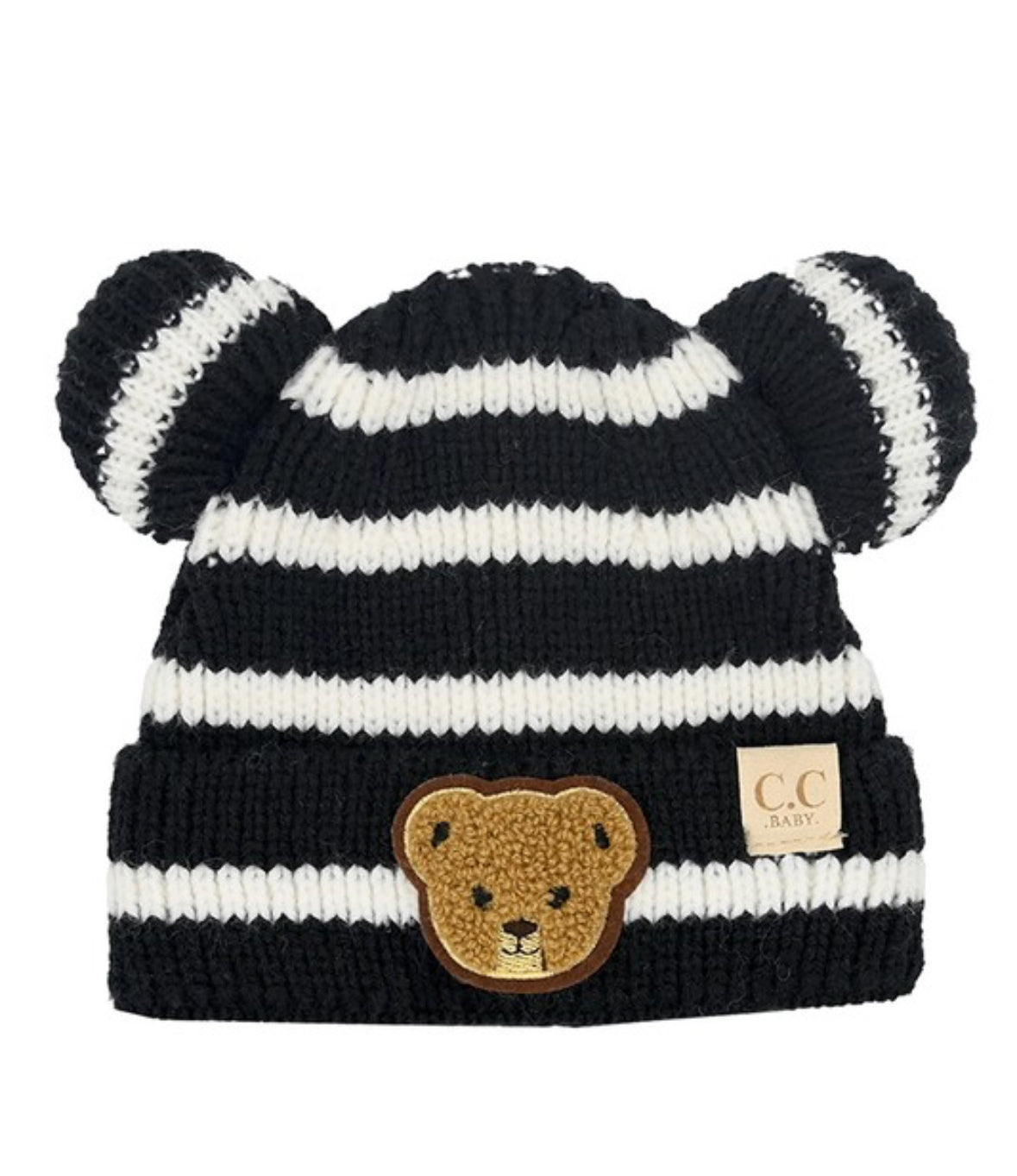 C.C Baby Stripe Teddy Bear Beanie Winter Hat