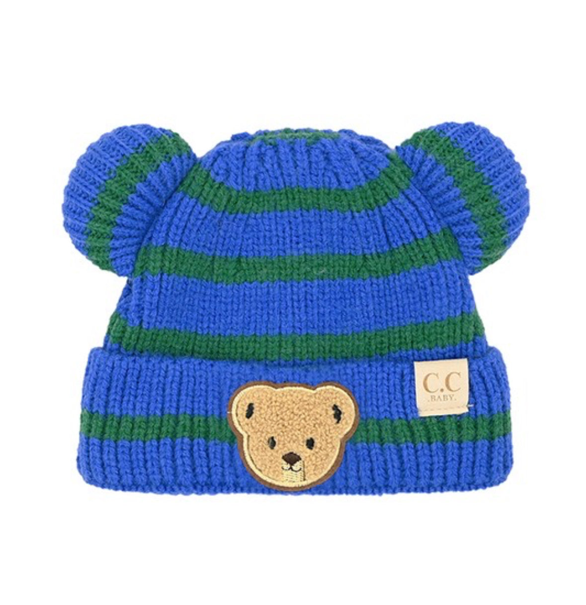 C.C Baby Stripe Teddy Bear Beanie Winter Hat