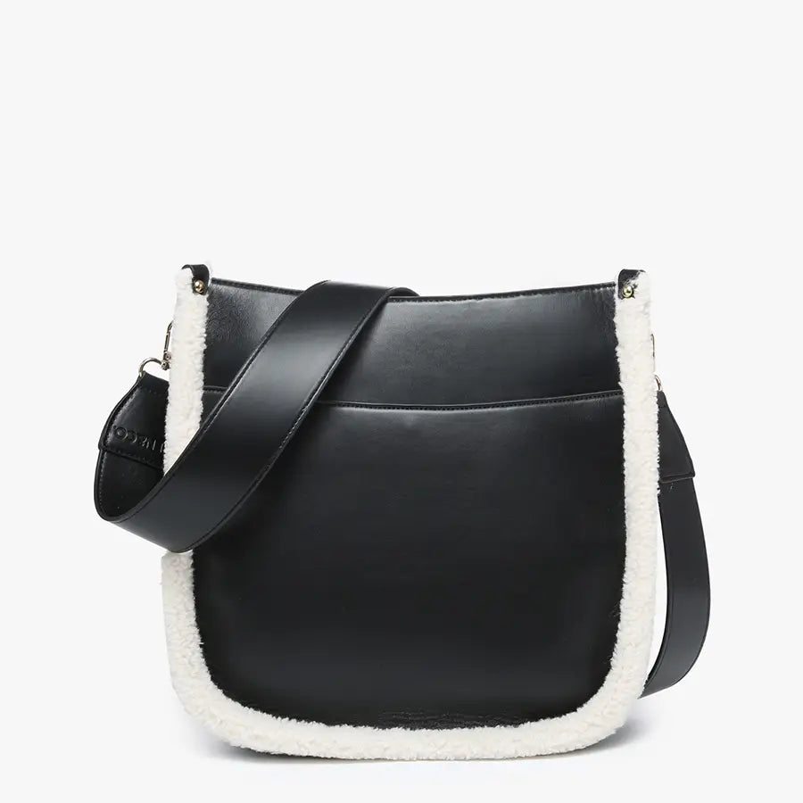 Chloe Teddy Trim Crossbody with Guitar Strap