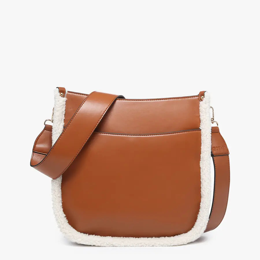 Chloe Teddy Trim Crossbody with Guitar Strap
