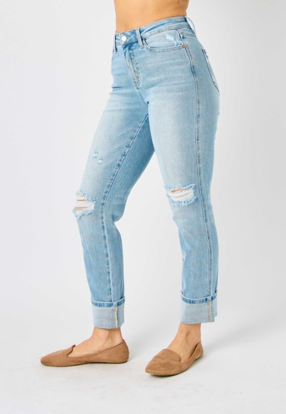 Judy Blue Midrise Americana Flag Cuff BF Jeans