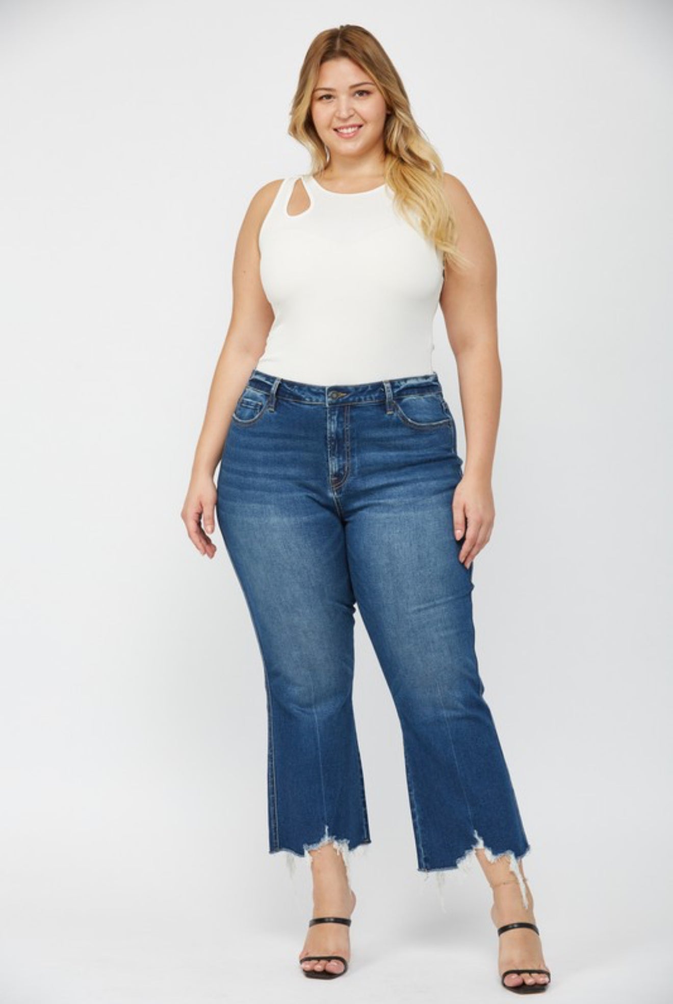 Mica Crop Flare W/ Uneven Hem Jeans