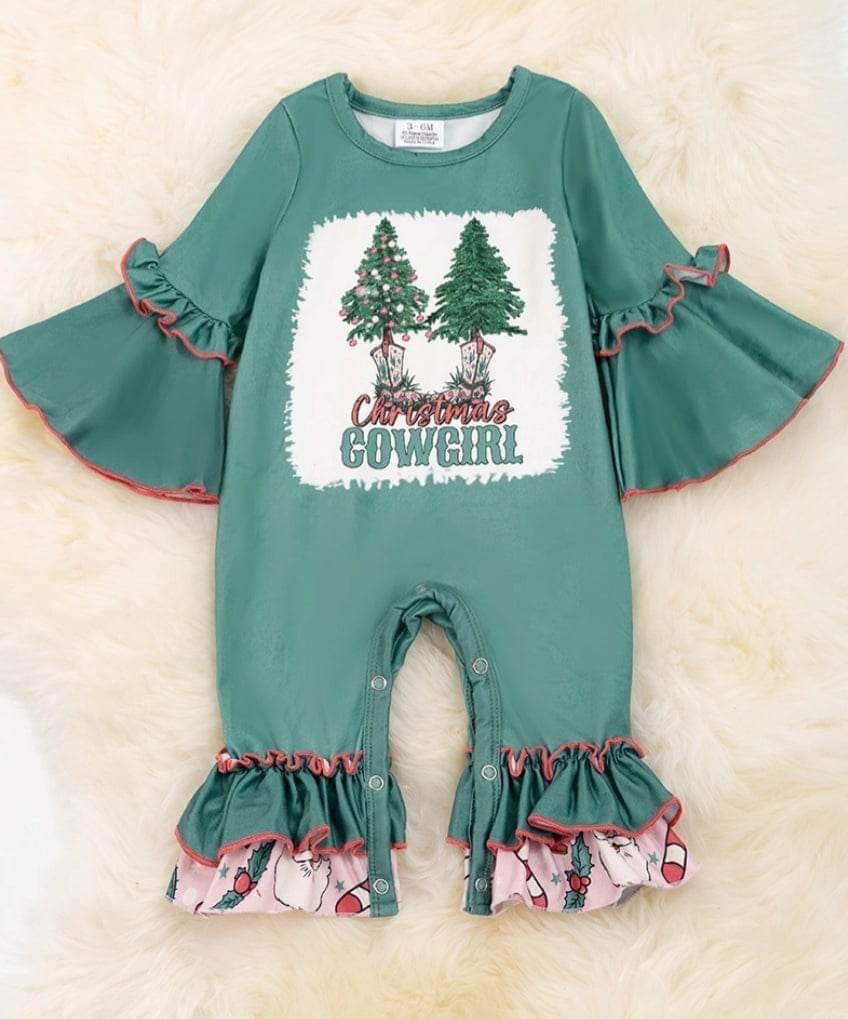 Kids Christmas Cowgirl Romper