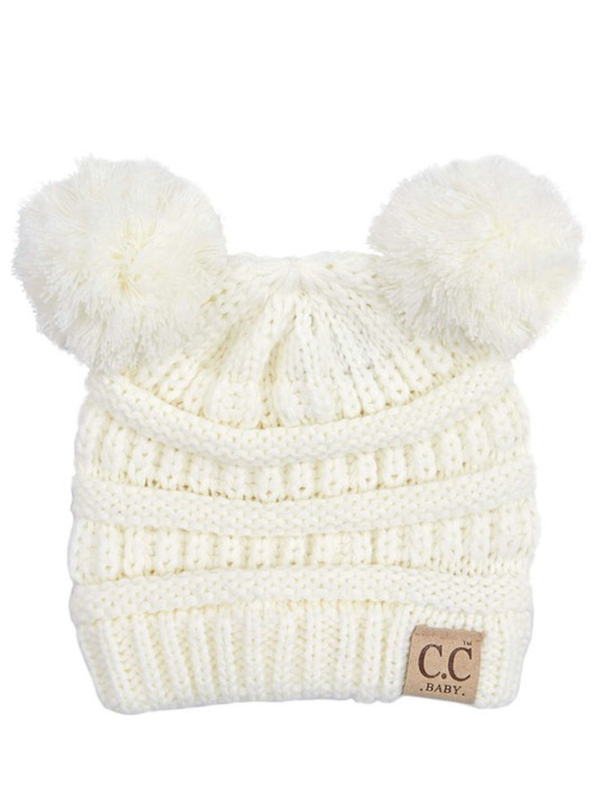 C.C Baby knit beanie with double pom pom