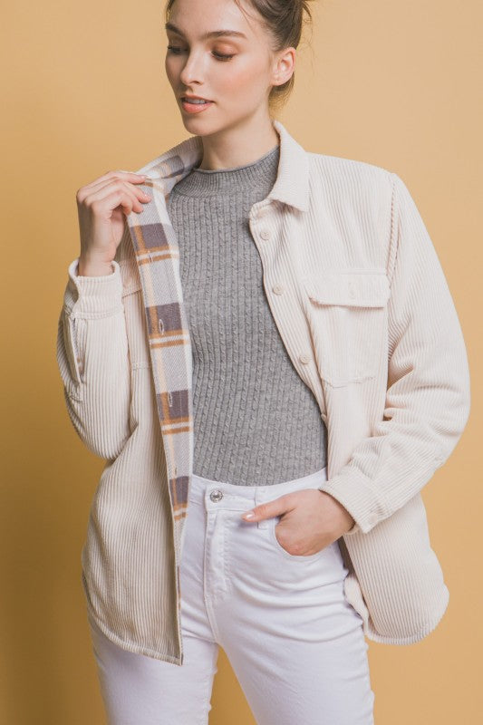 Corduroy Reversible Button-Down Jacket