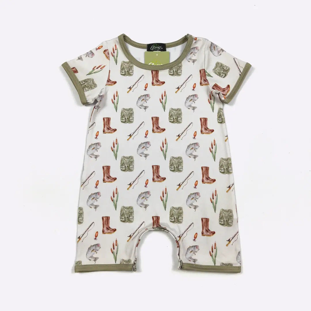 Fish Cattails Boy Romper