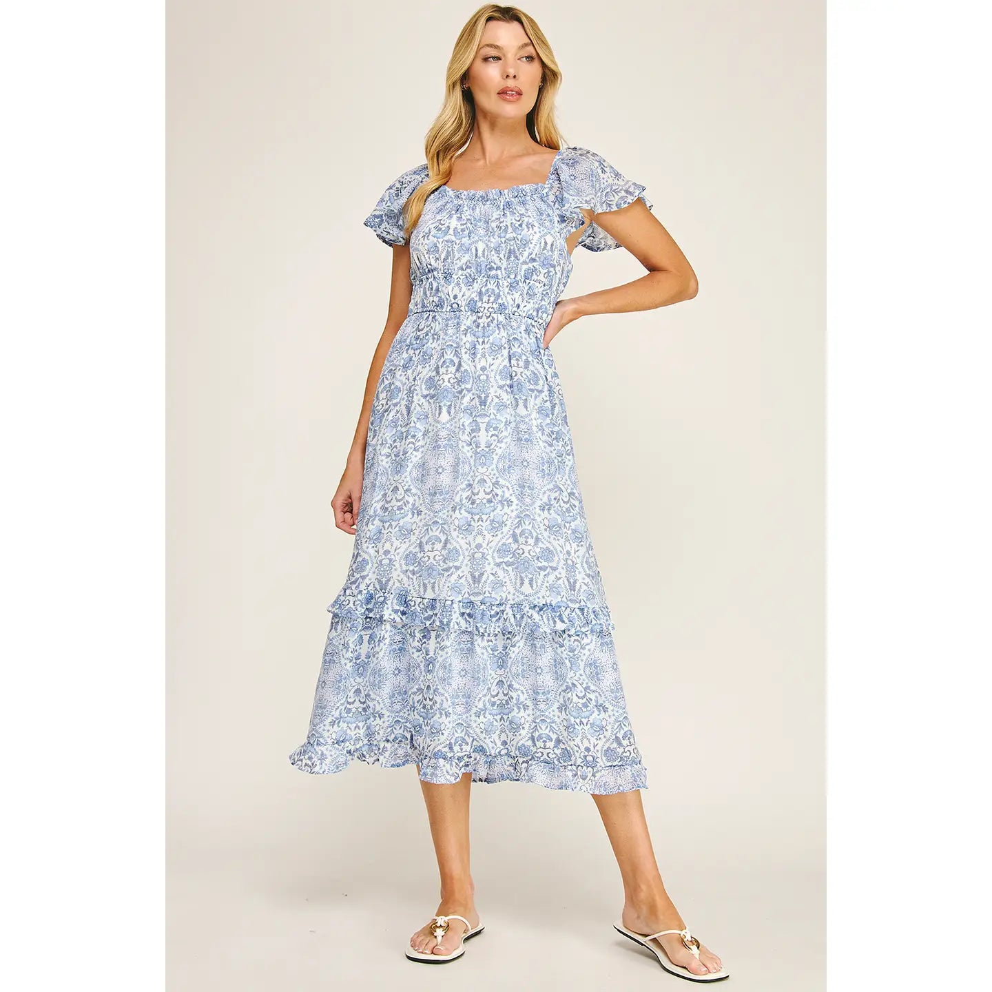 Floral Tiered Midi Dress