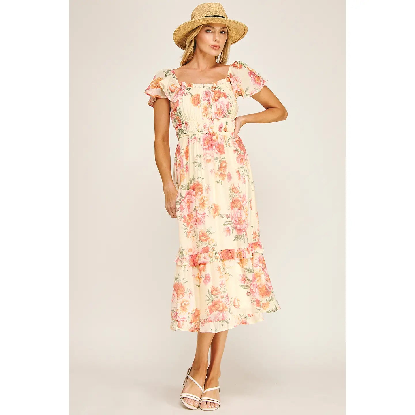 Floral Tiered Midi Dress