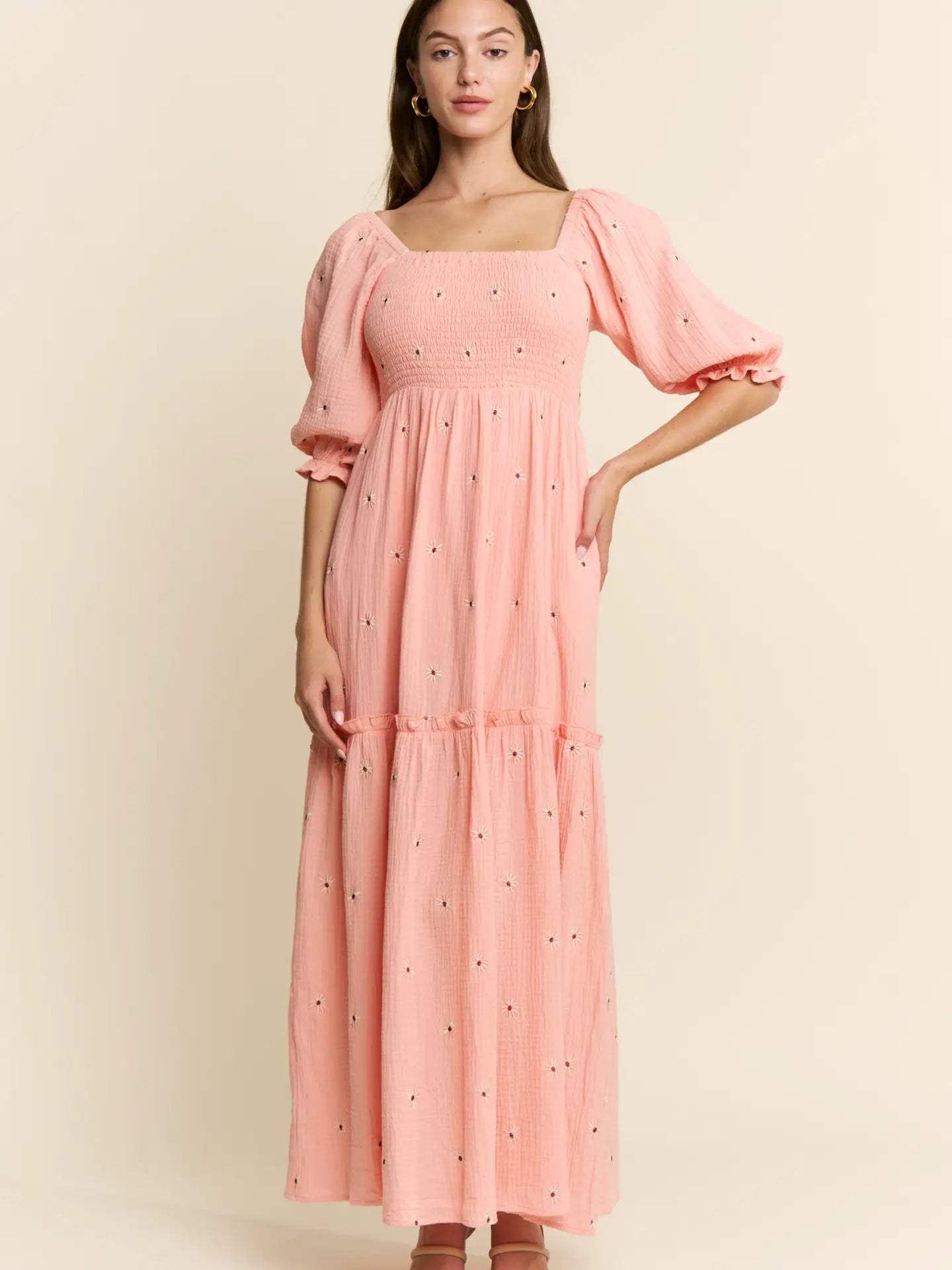 Flower Embroidered Maxi Dress
