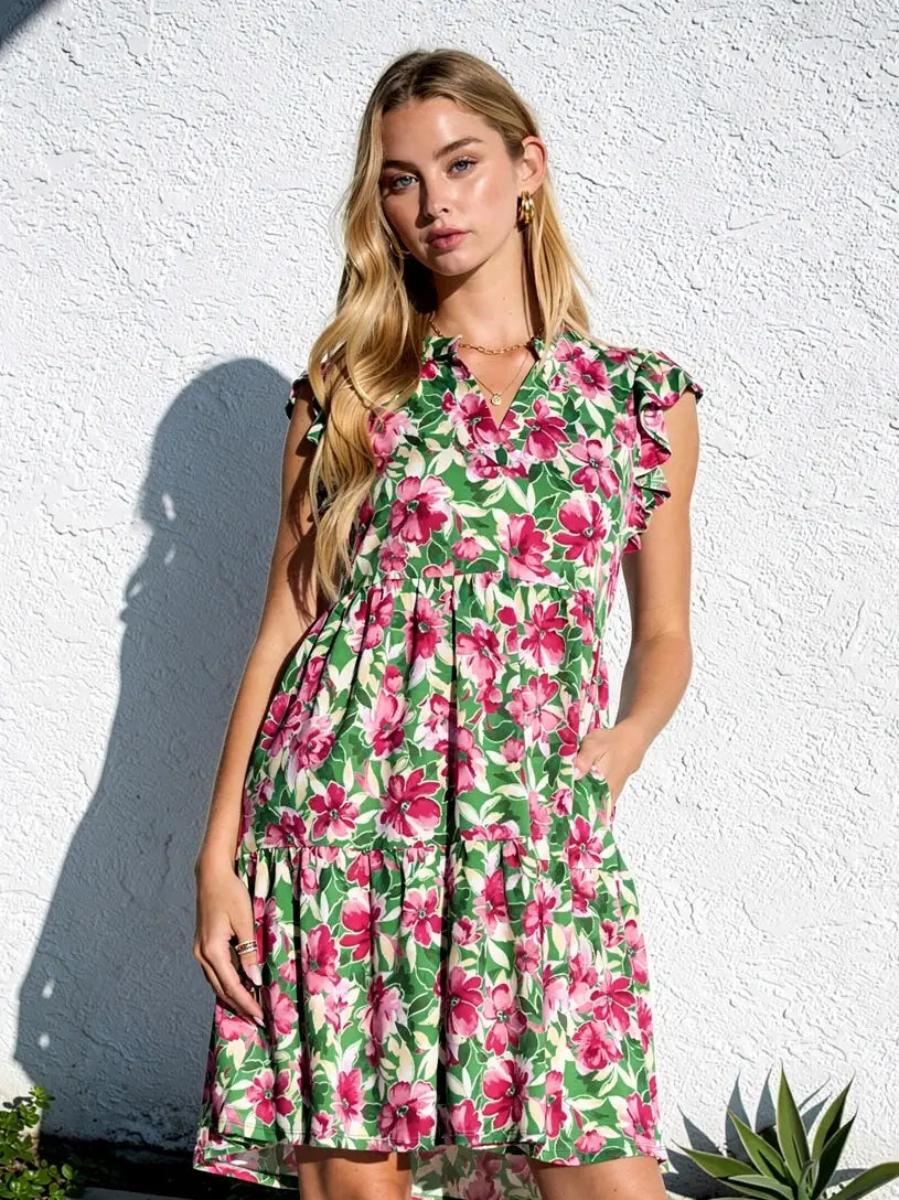 Flutter Sleeve Tiered Forever Dress