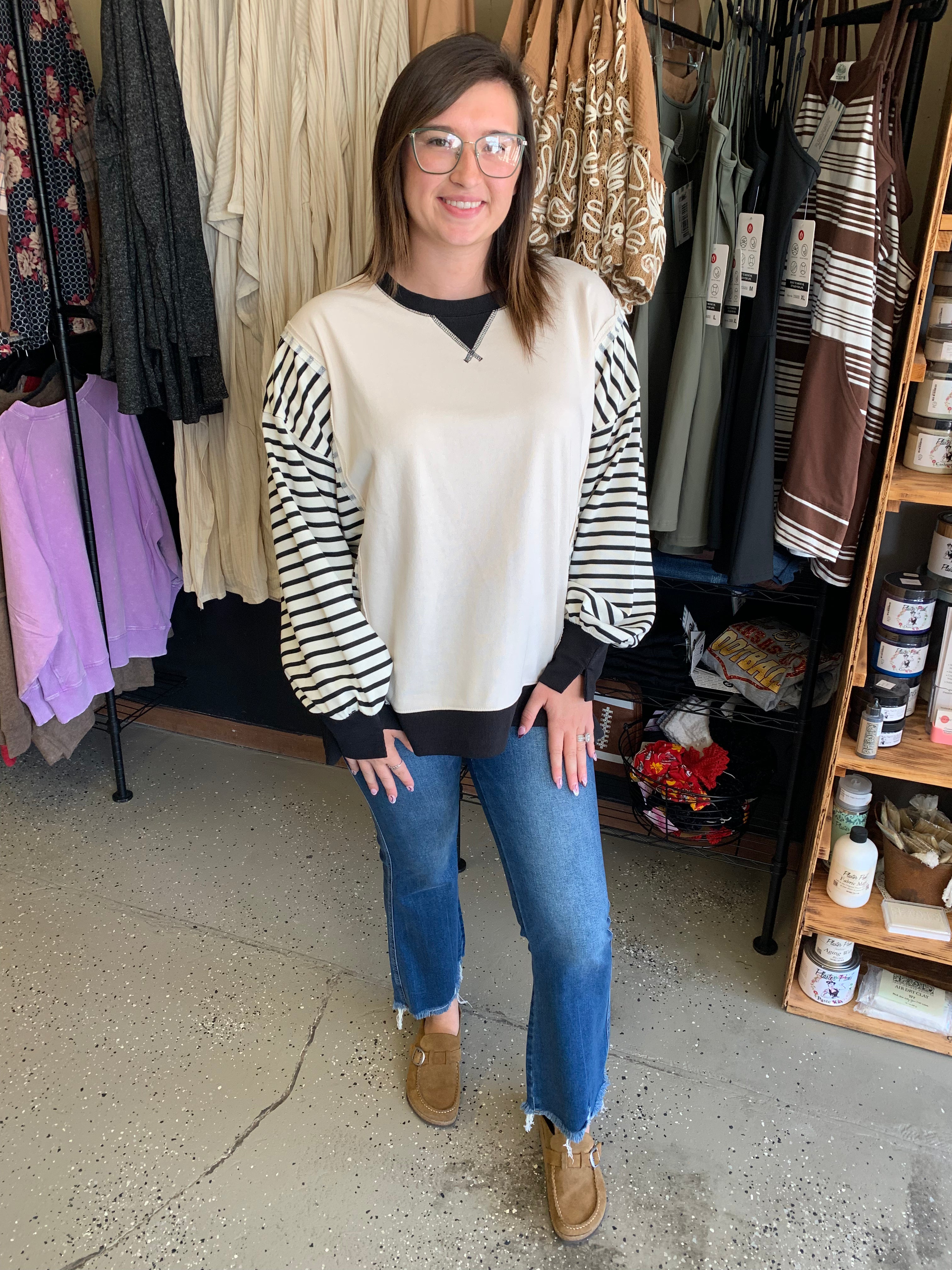 Oversized Striped Casual Knit Top