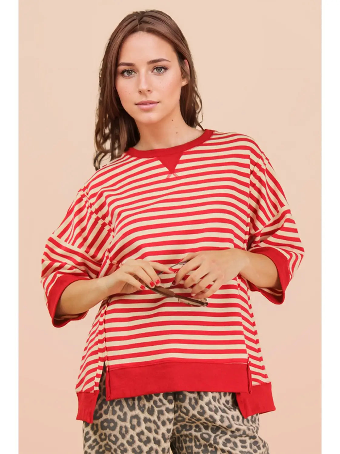 Oversized Stripe Casual Knit Top