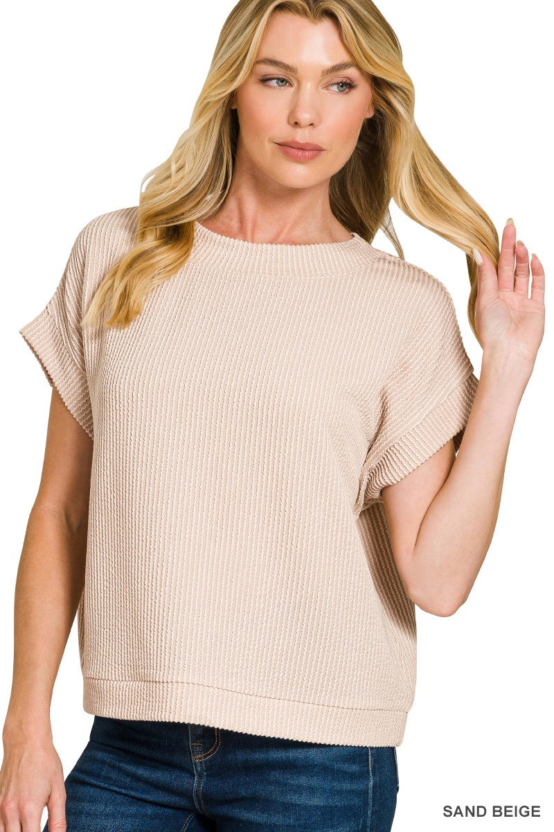 Zenana Raised Rib Cap Sleeve Top