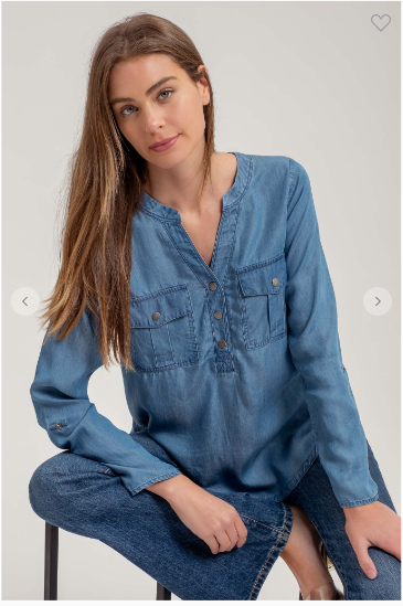 CHAMBRAY LONG SLEEVE TOP