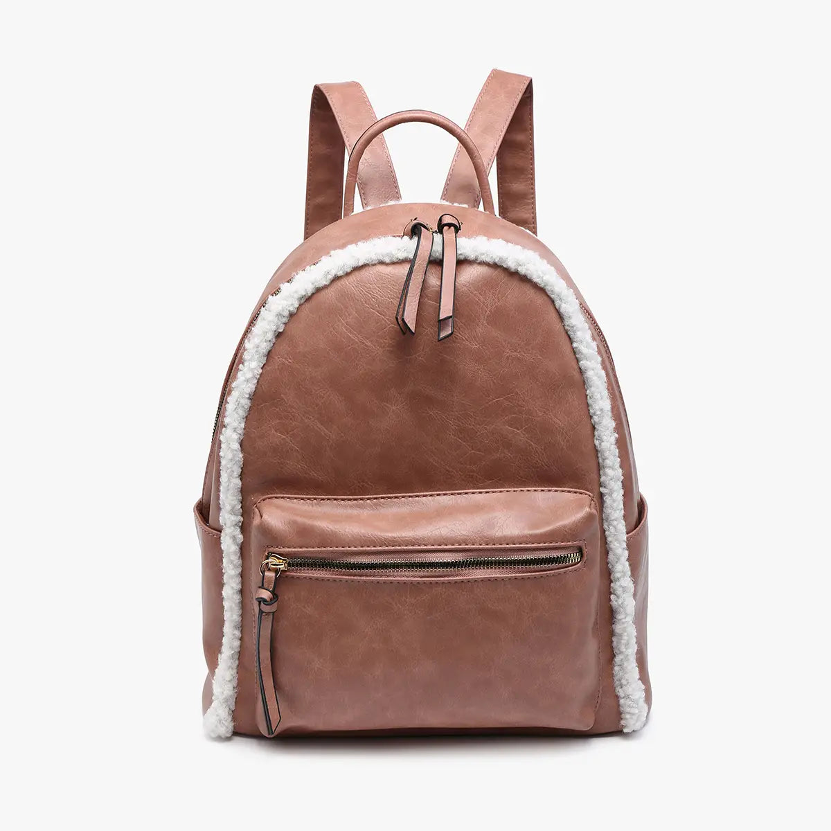 Sherpa Trim Backpack – Front Pocket Vegan Bag