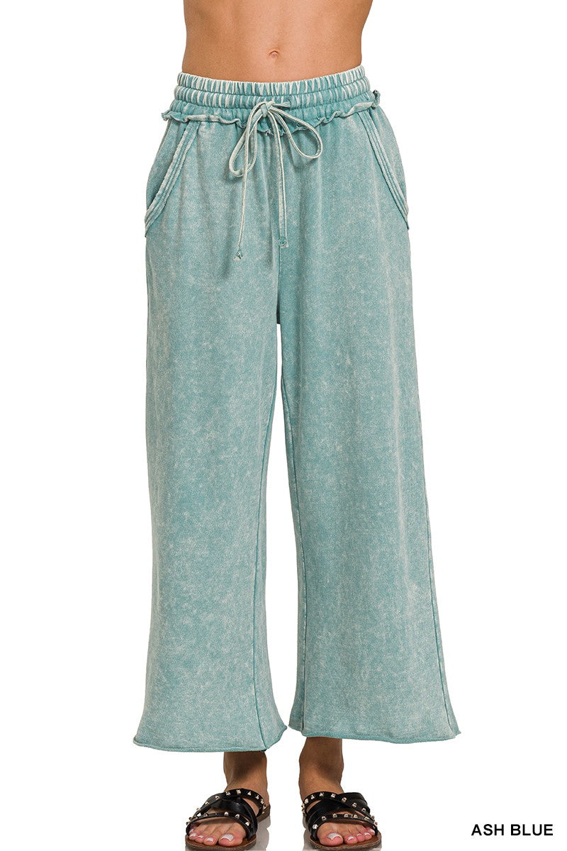 Washed French Terry Palazzo With Pockets