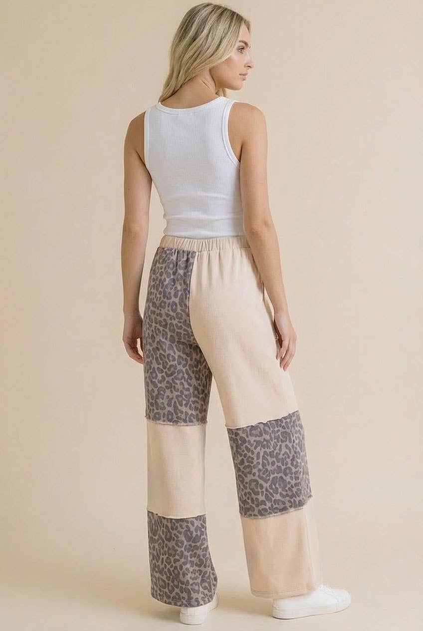 French Terry Leopard Color Block W/pocket