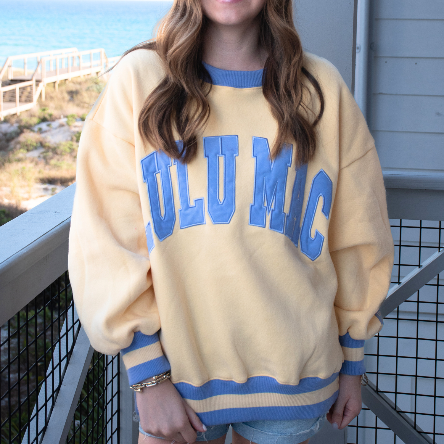 Lulu Mac Social Society Butter/Lavender Stitch Sweatshirt