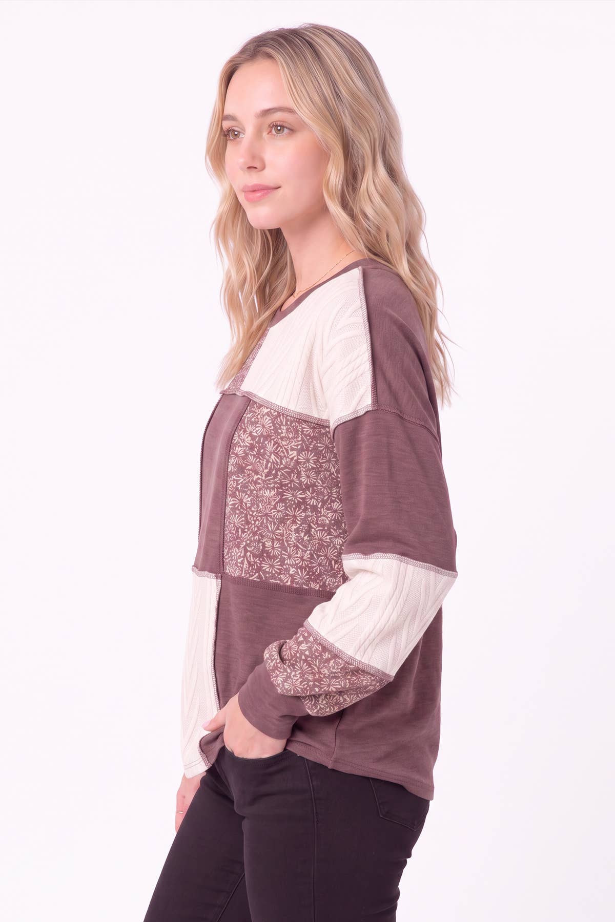 Patchwork Color Block Knit Top