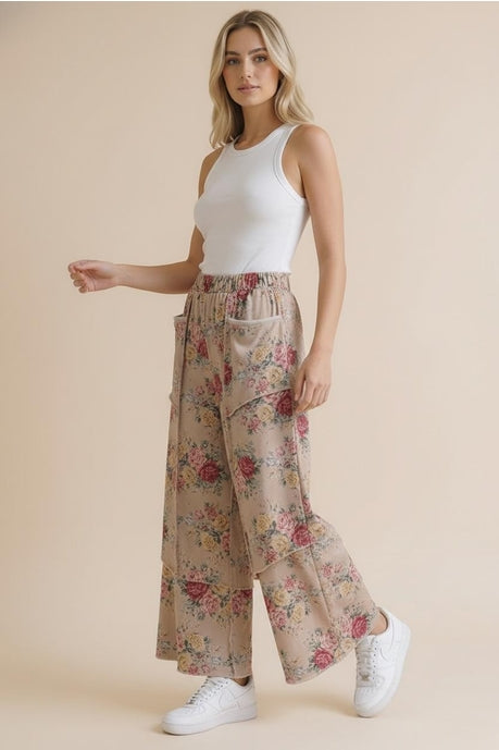 Wide Leg Vintage Floral Pant