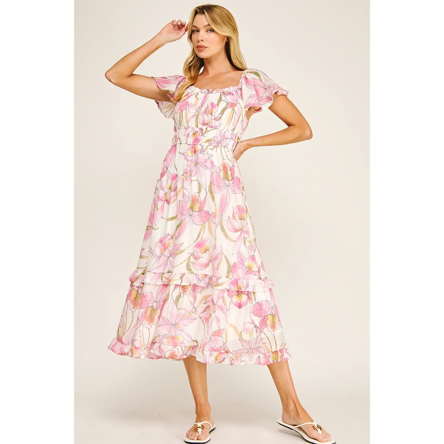 Floral Tiered Midi Dress