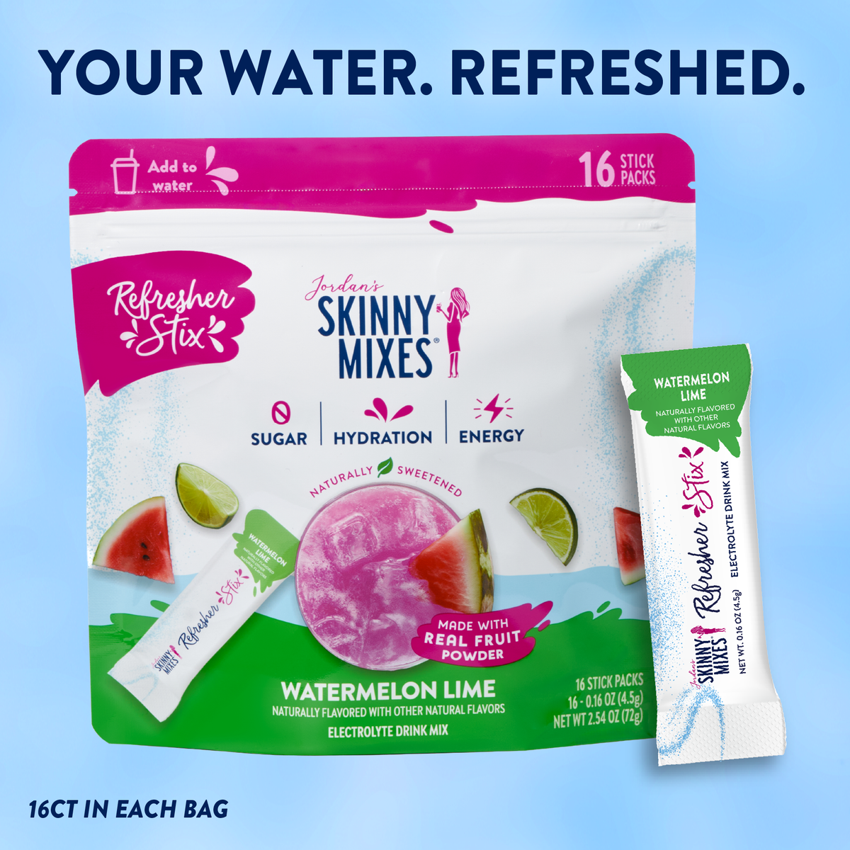 Skinny Mixes Refresher Stix- Watermelon Lime