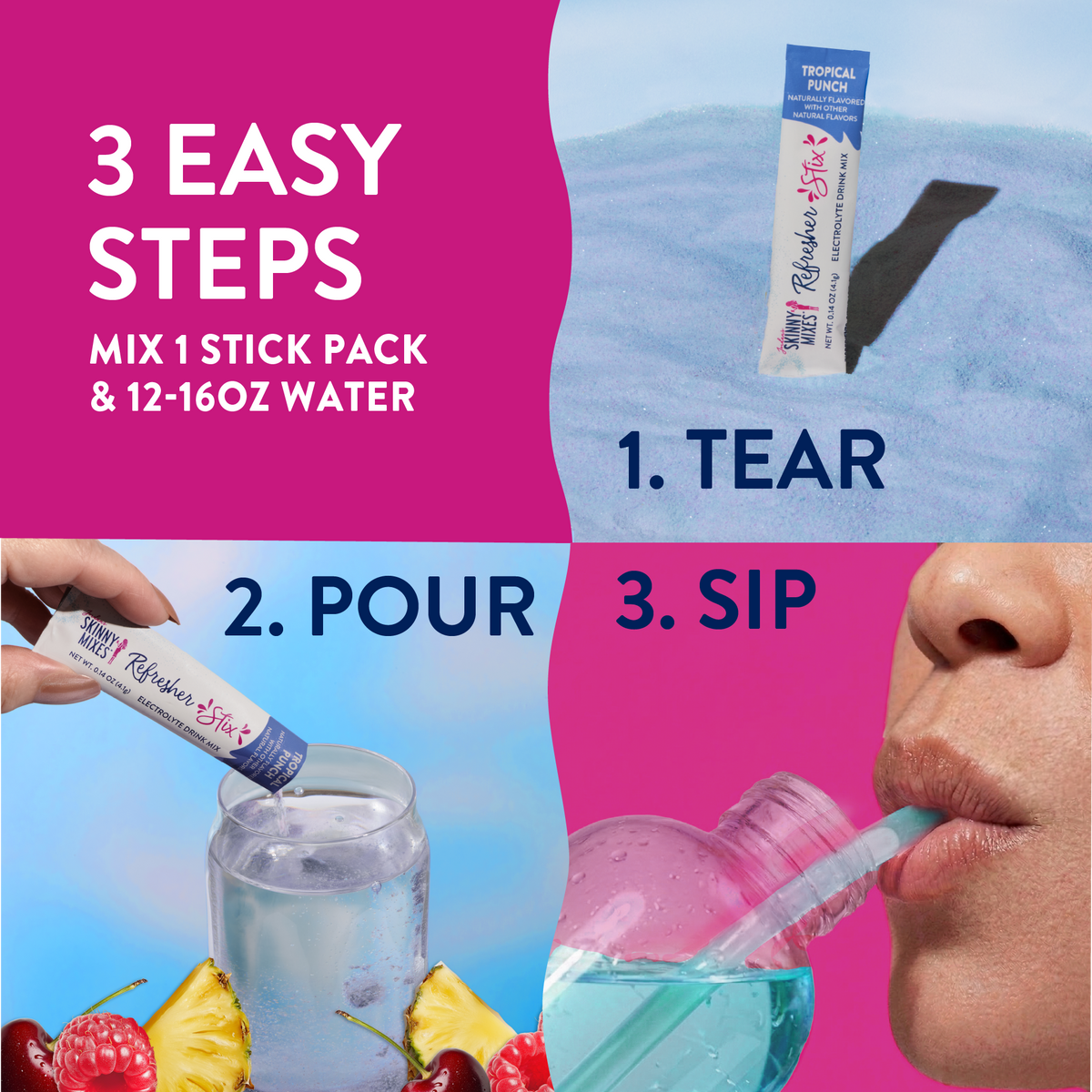 Skinny Mixes Refresher Stix- Tropical Punch