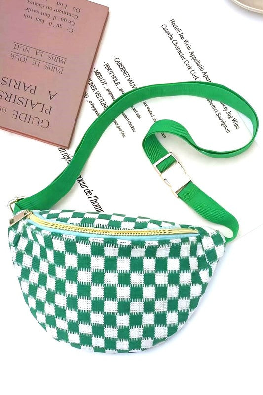 Checkered Waist Crossbody Sling Bag