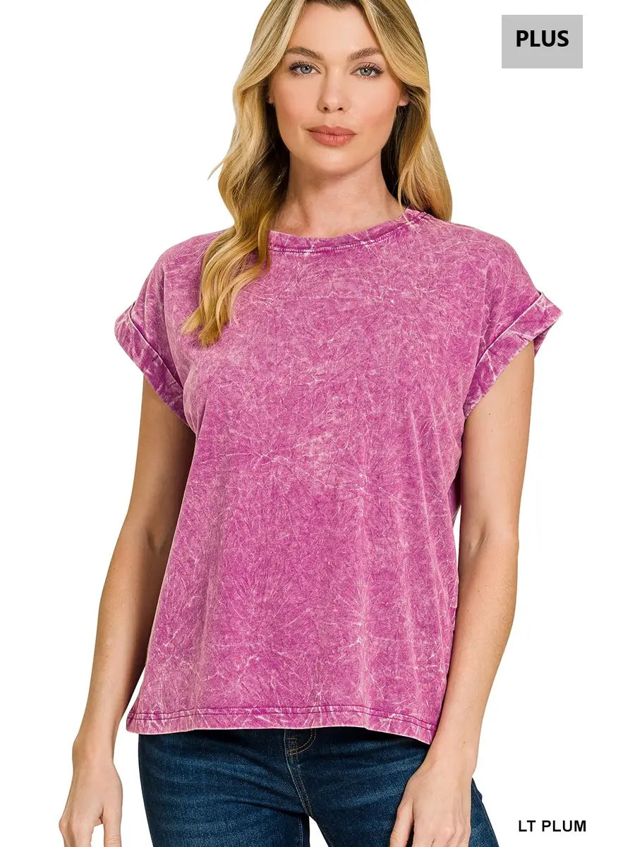 Plus Crinkle Washed Short Sleeve Top