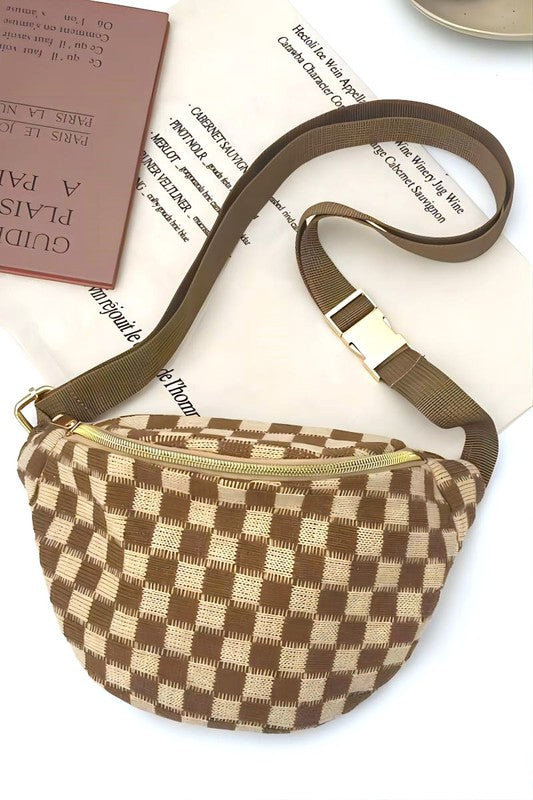 Checkered Waist Crossbody Sling Bag