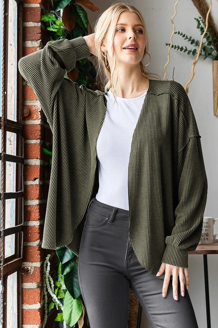 Puff Sleeve Solid Cardigan