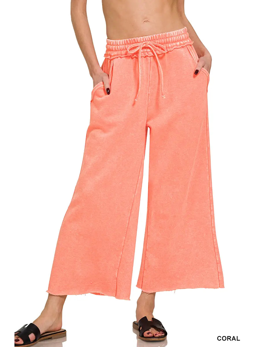 Acid Wash Fleece pants with pockets